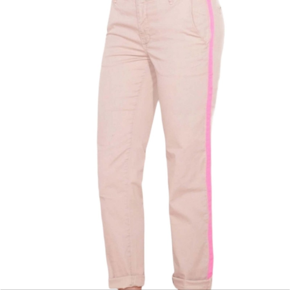 NWT Sundry Chino Trouser with Pink Pop Side Stripe Size 29 Tan and Pink